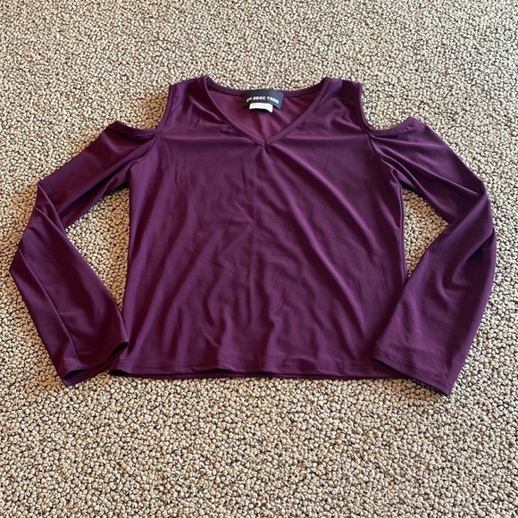 Cold Shoulder V Neck Shirt - Picture 1 of 6